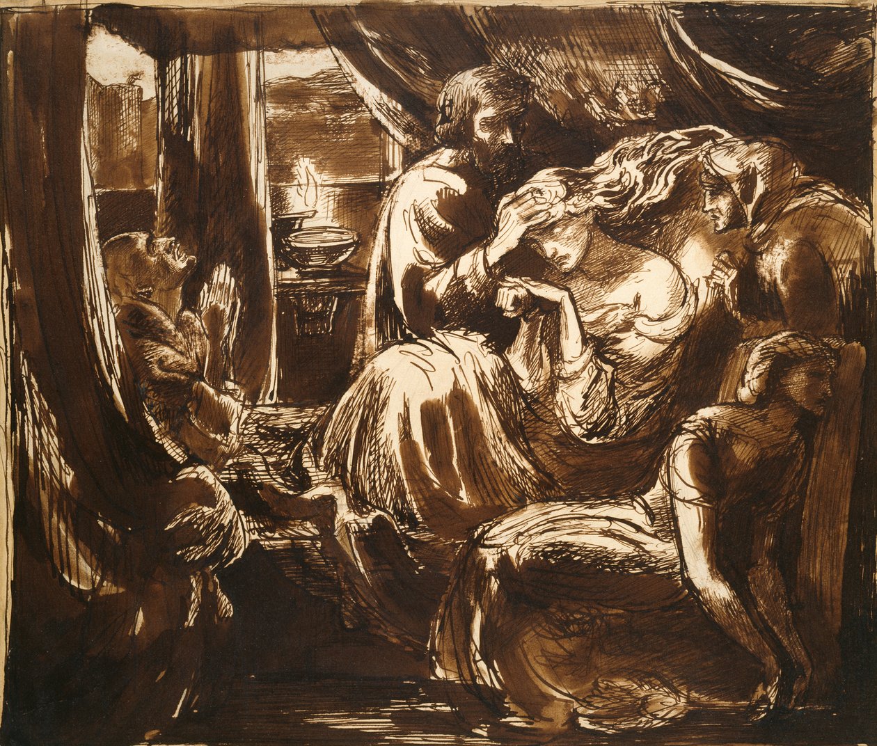 Lady Macbeths død, c1875 af Dante Gabriel Rossetti