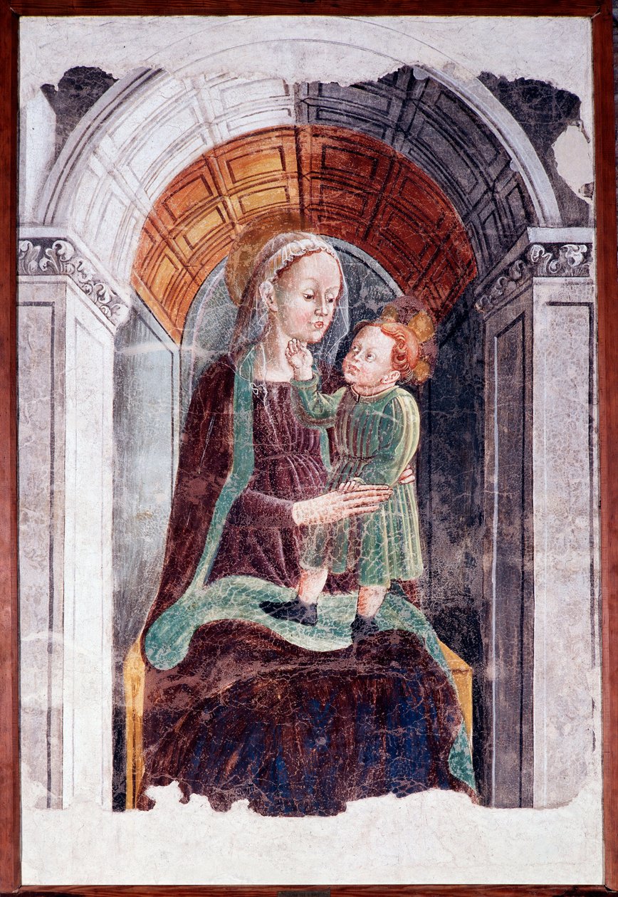 Madonna med barn (Fresco af Dario da (attr.to) Treviso