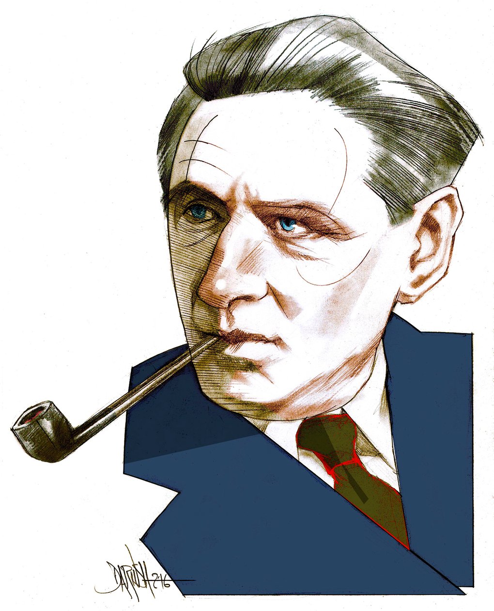 Broch Hermann, 2016 (digital farveblyantstegning) af Dariush Radpour