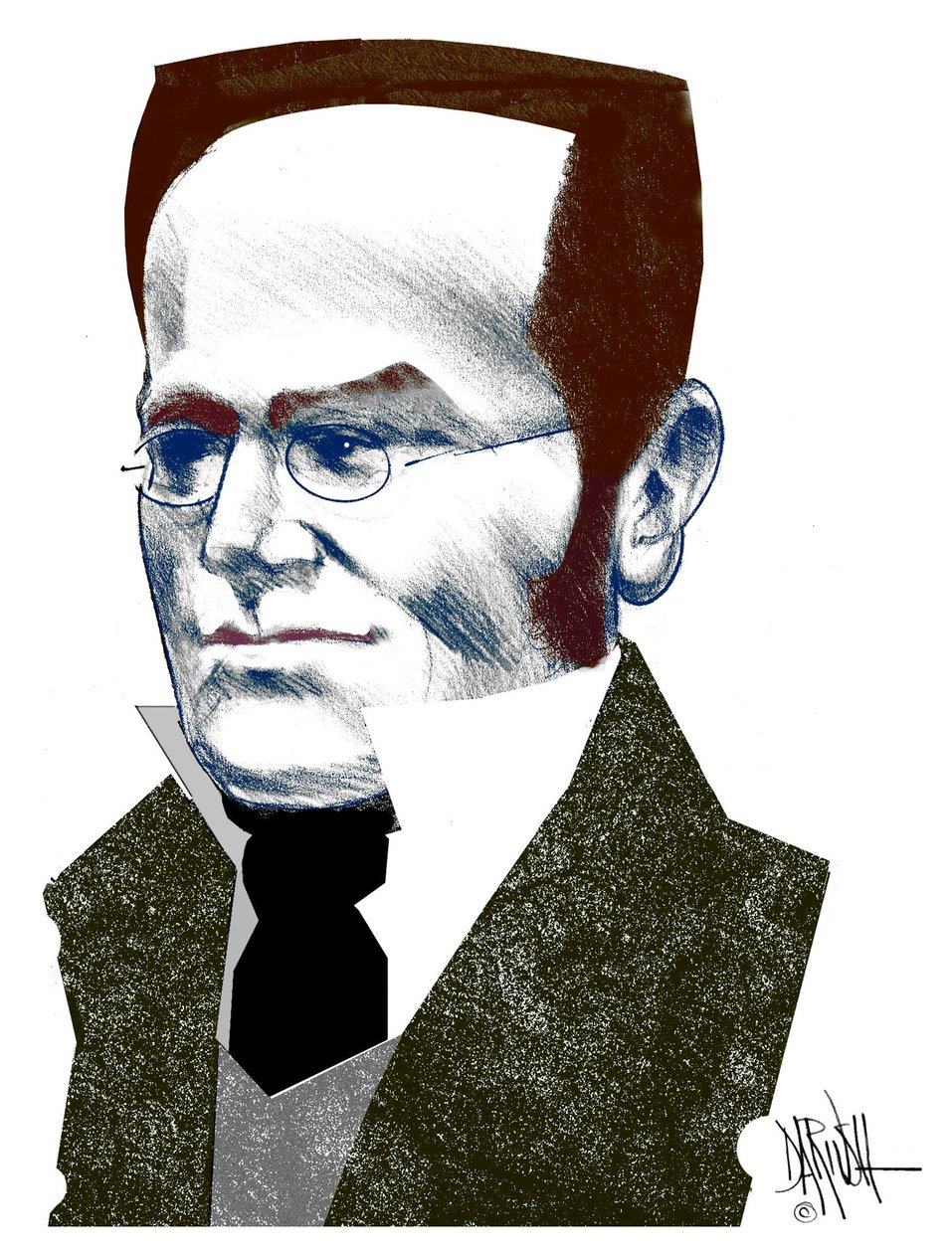 Max Stirner , 2016 (digital farveblyantstegning) af Dariush Radpour
