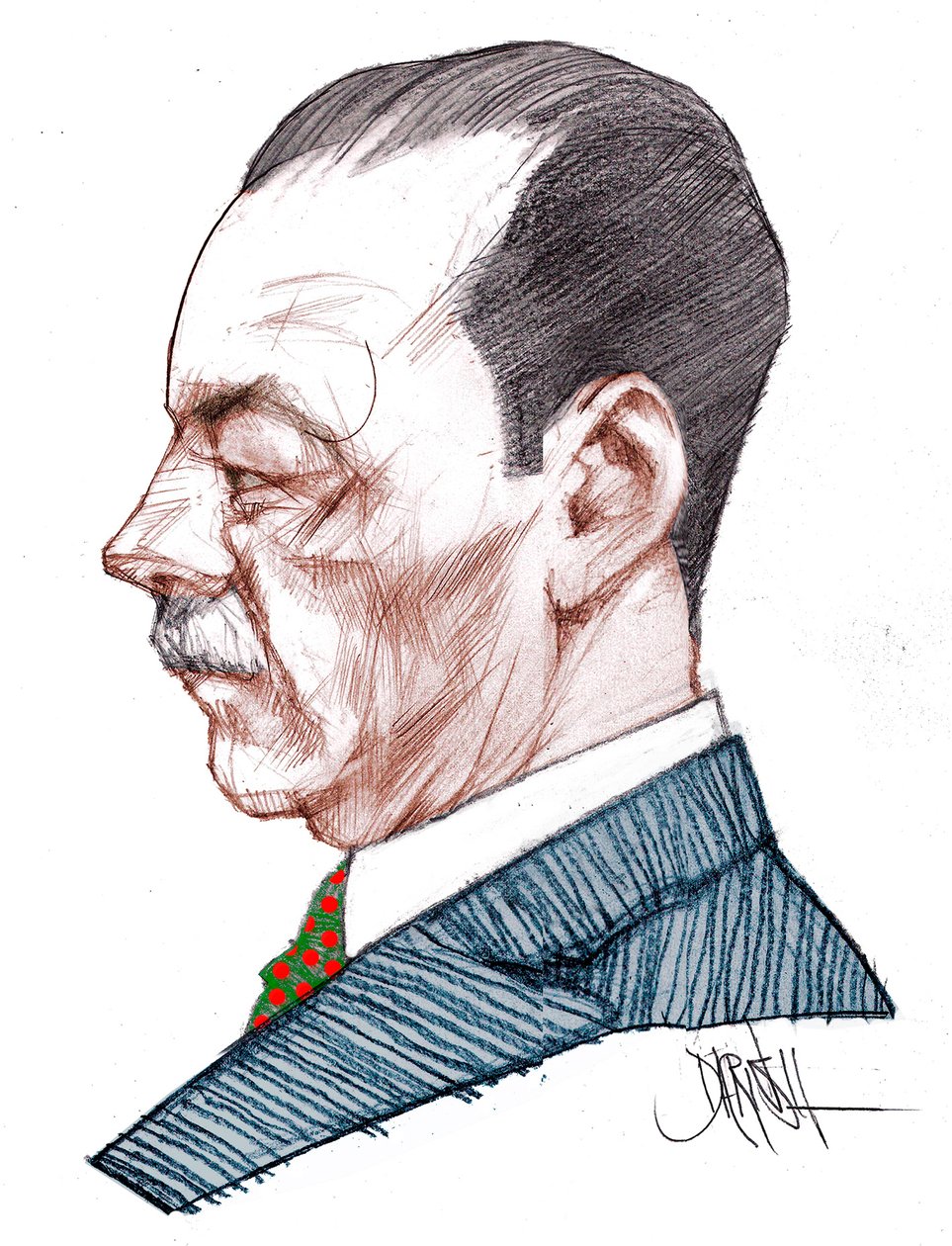 Paolo Vita-Finzi, 2023 (digital farveblyantstegning) af Dariush Radpour