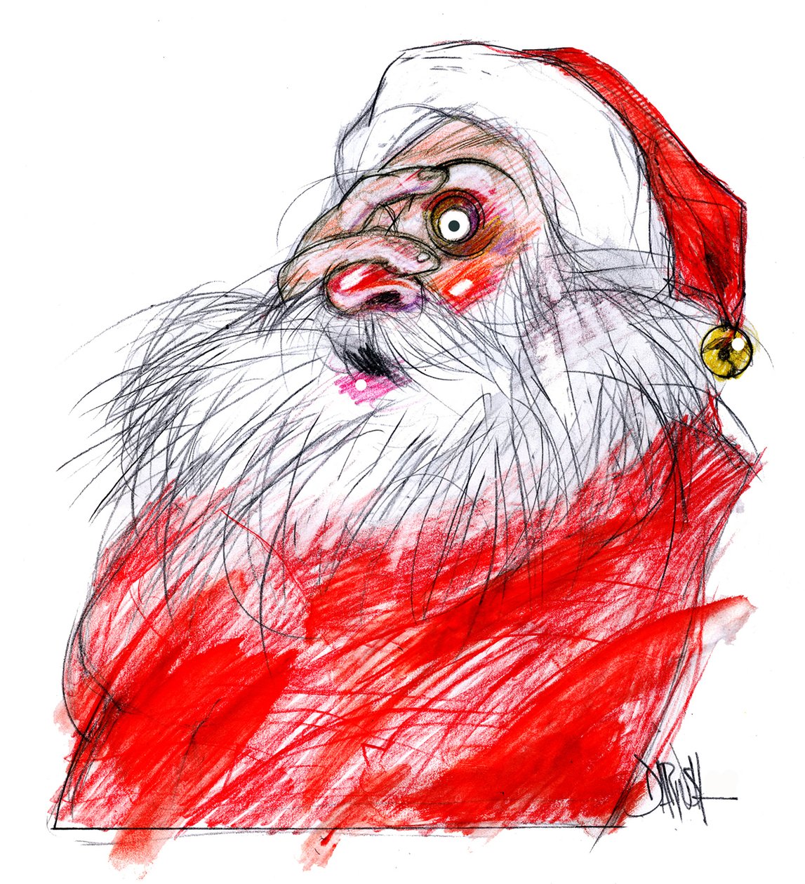 Santa Claus, 2008 (digital farveblyantstegning) af Dariush Radpour