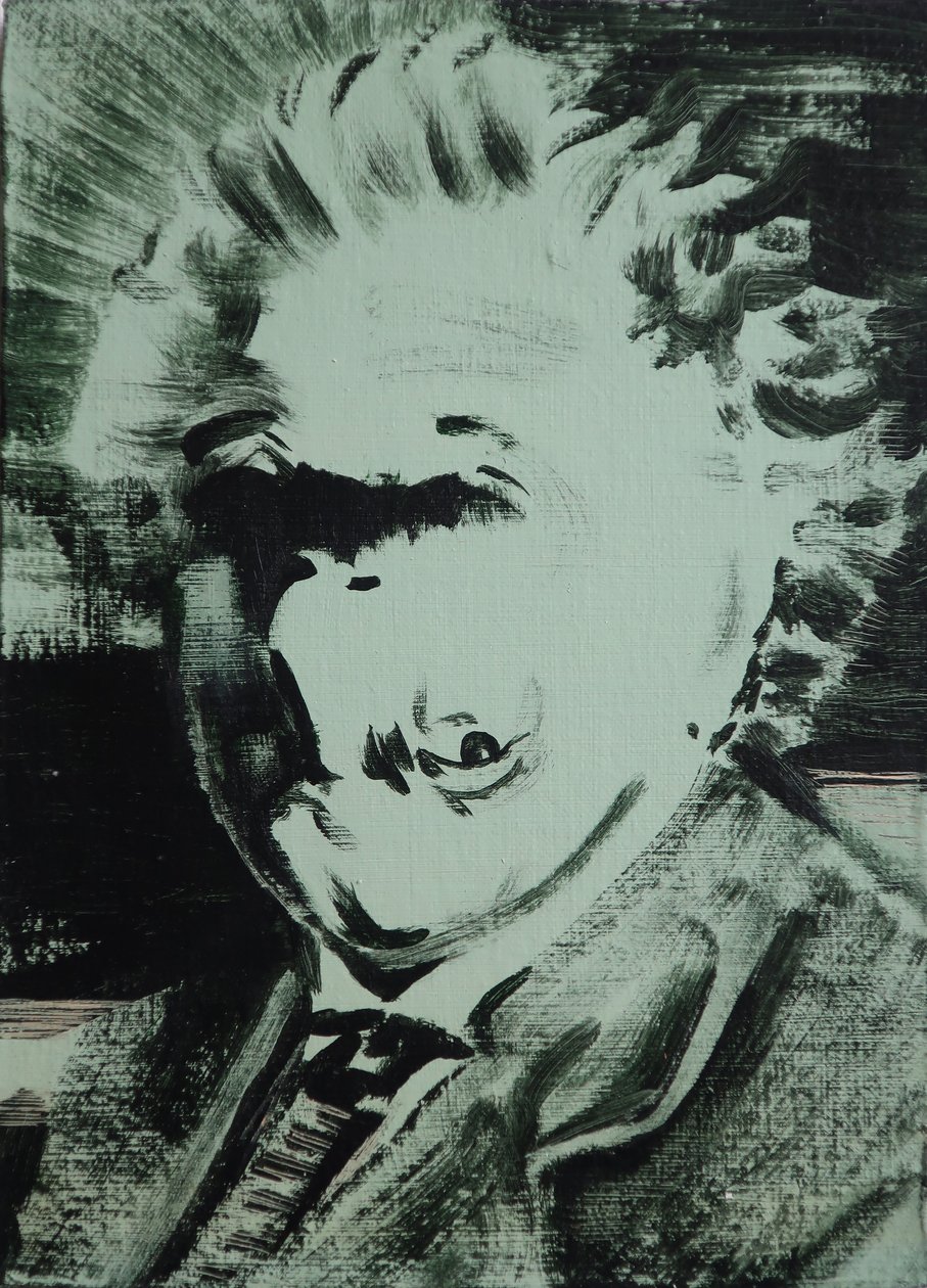 Einstein, 2013 (akryl på plade) af Darren Coffield