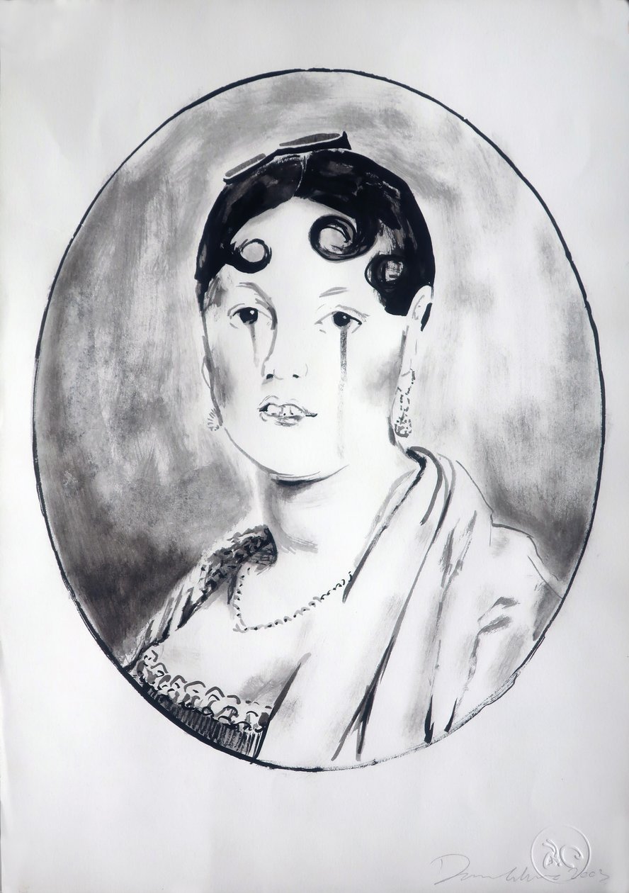 Ingre Girl 3, 2003 (blæk på papir) af Darren Coffield