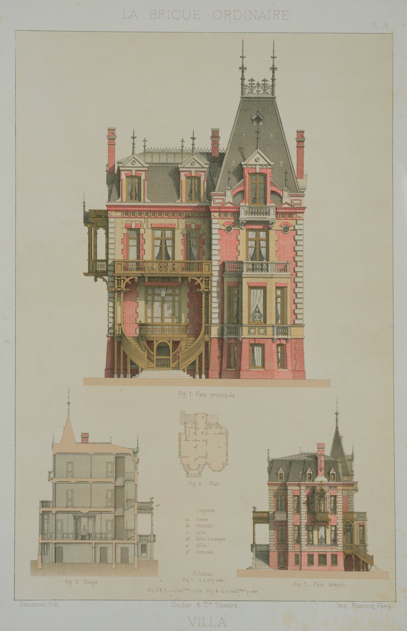 Design til en murstensvilla i Trouville, illustration fra 