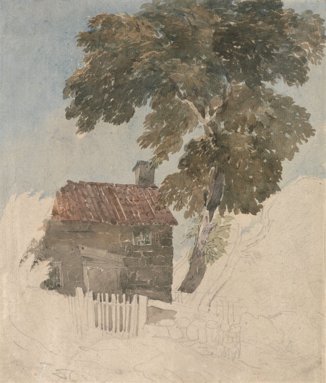 Sommerhus og træer af David Cox