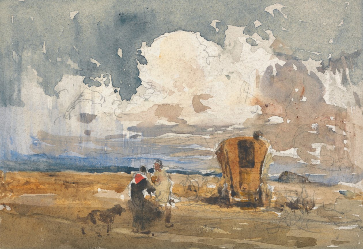 Landskab med sigøjnere og vogn af David Cox