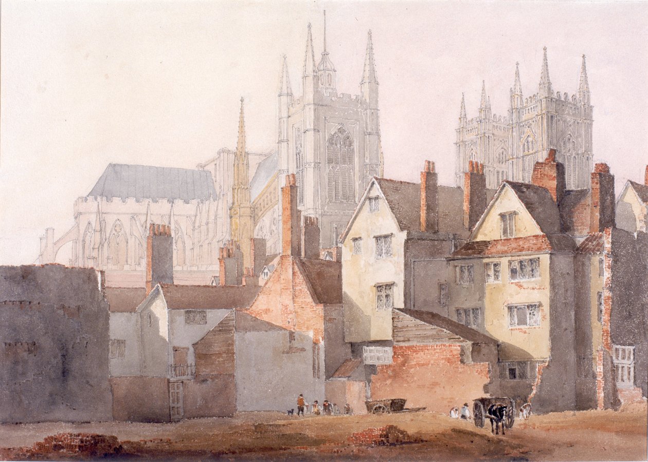Old Westminster, 1811 (blyant og wc på vævet papir) af David Cox