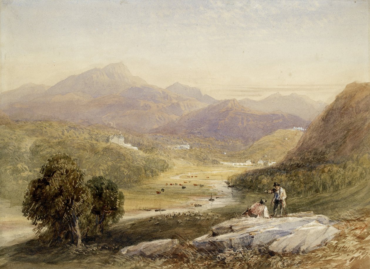 Vale of Ffestiniog, Merionethshire (akvarel på papir) af David Cox
