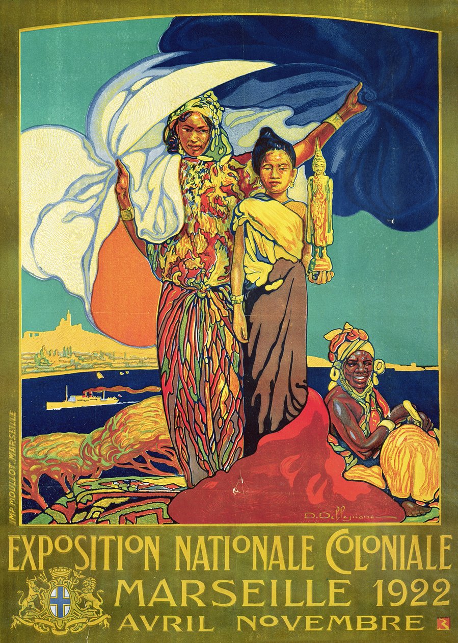 Reklameplakat for "Exposition Nationale Coloniale", Marseille, april til november 1922 af David Dellepiane