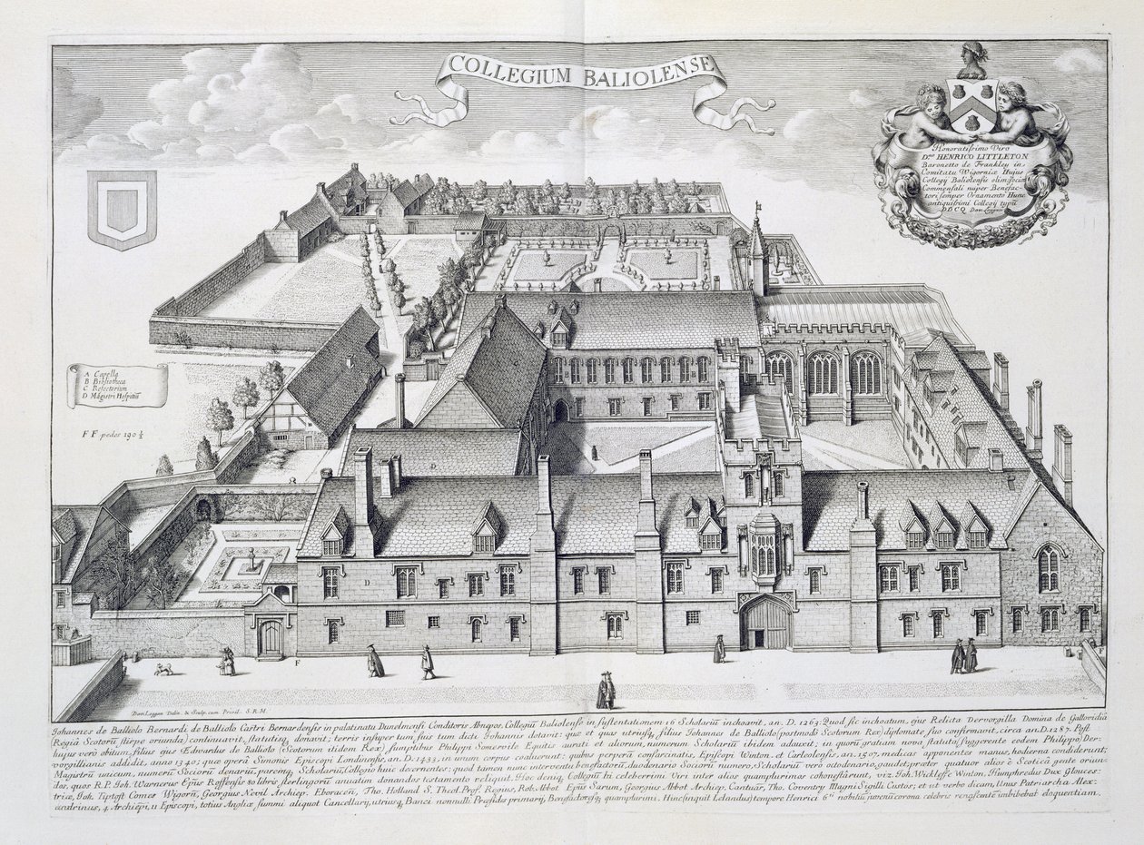 Balliol College, Oxford, fra "Oxonia Illustrata", udgivet i 1675 af David Loggan