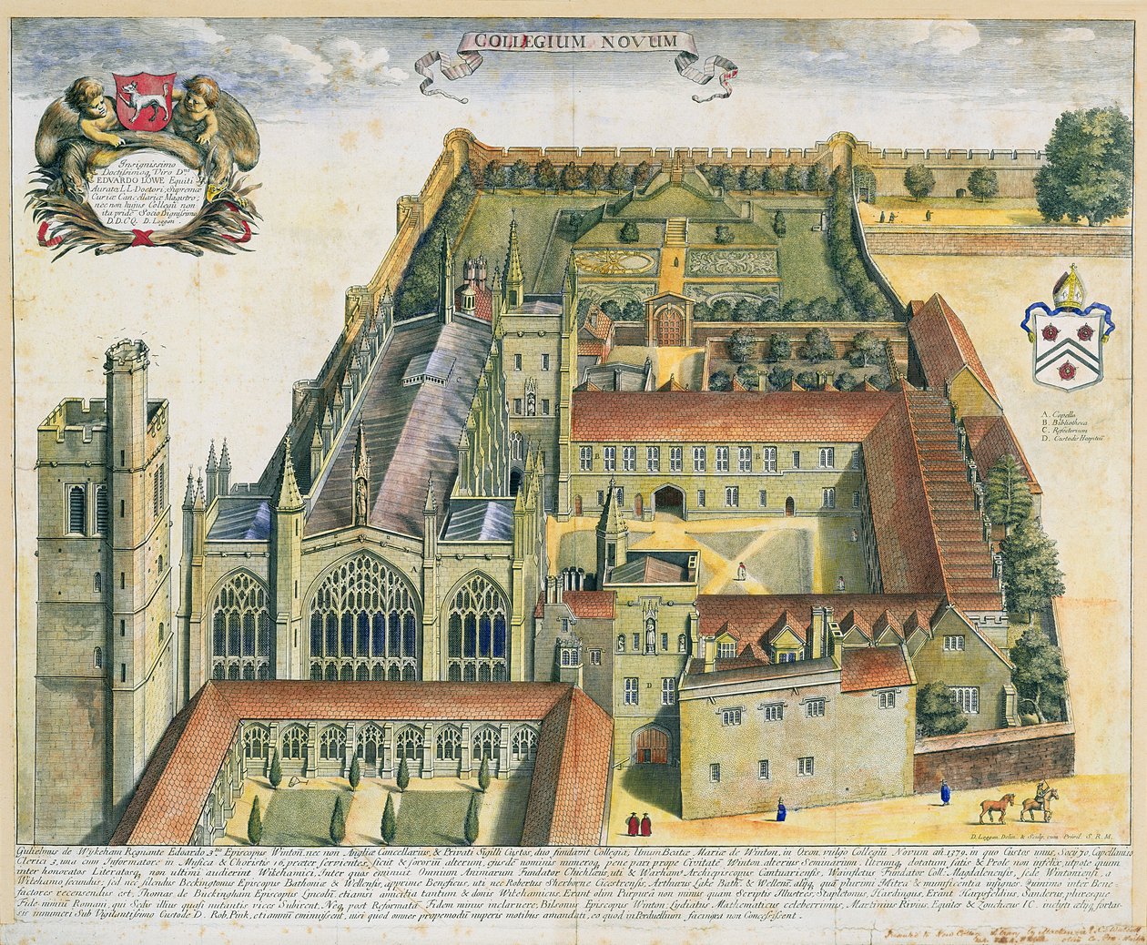 New College, Oxford, fra "Oxonia Illustrata", udgivet i 1675 af David Loggan