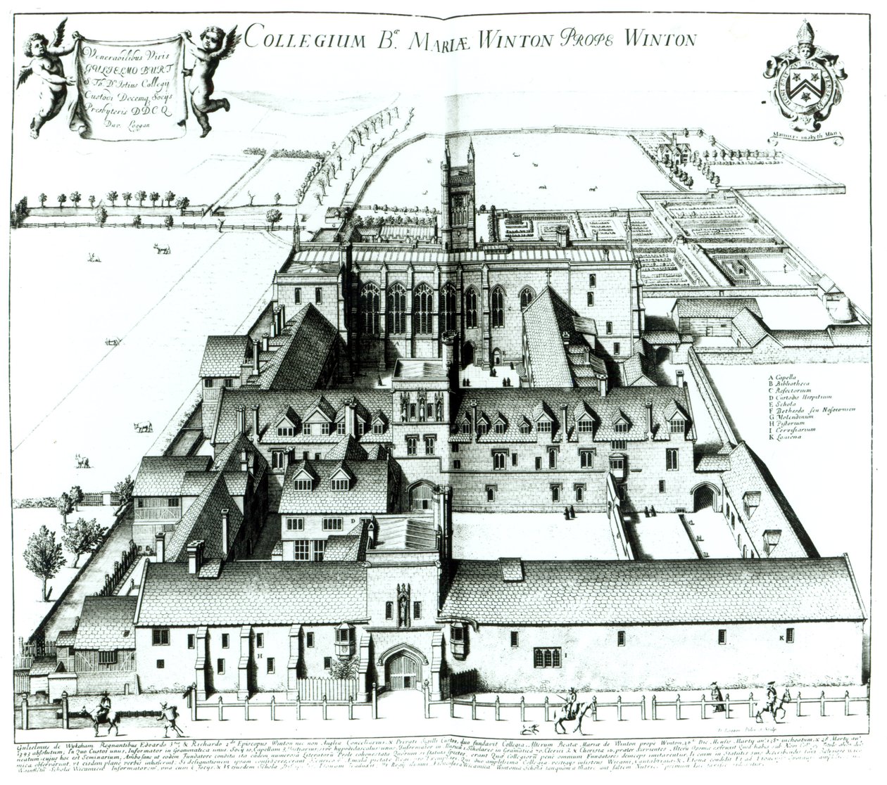 Winchester College, fra en samling topografiske illustrationer 