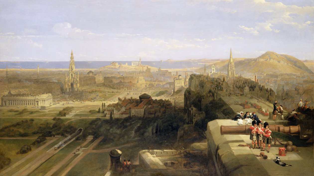 Edinburgh fra slottet, 1847 af David Roberts