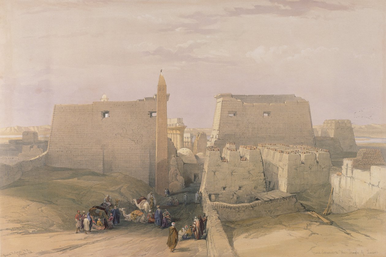 Stor indgang til Luxor-templet, fra Egypten og Nubia, Vol.1 af David Roberts