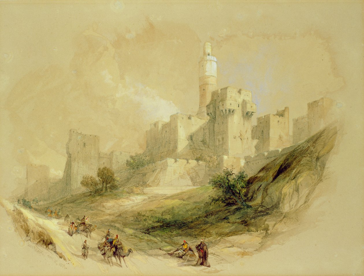 Jerusalem og Davids tårn af David Roberts