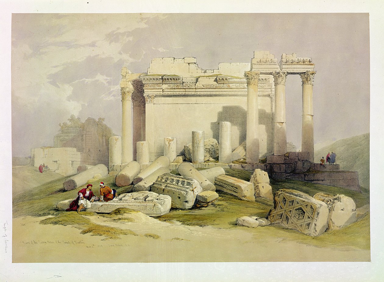Ruinerne af den østlige portik af Baalbec-templet, 6. maj 1839, plade 83 fra bind II af 