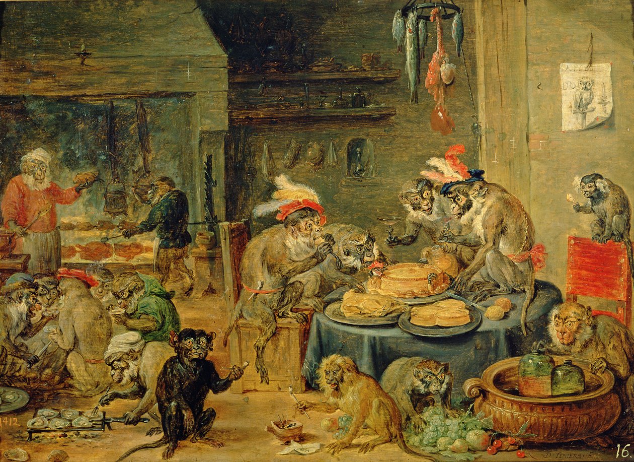 Abebanket, 1810 (olie på træ) af David Teniers the Younger