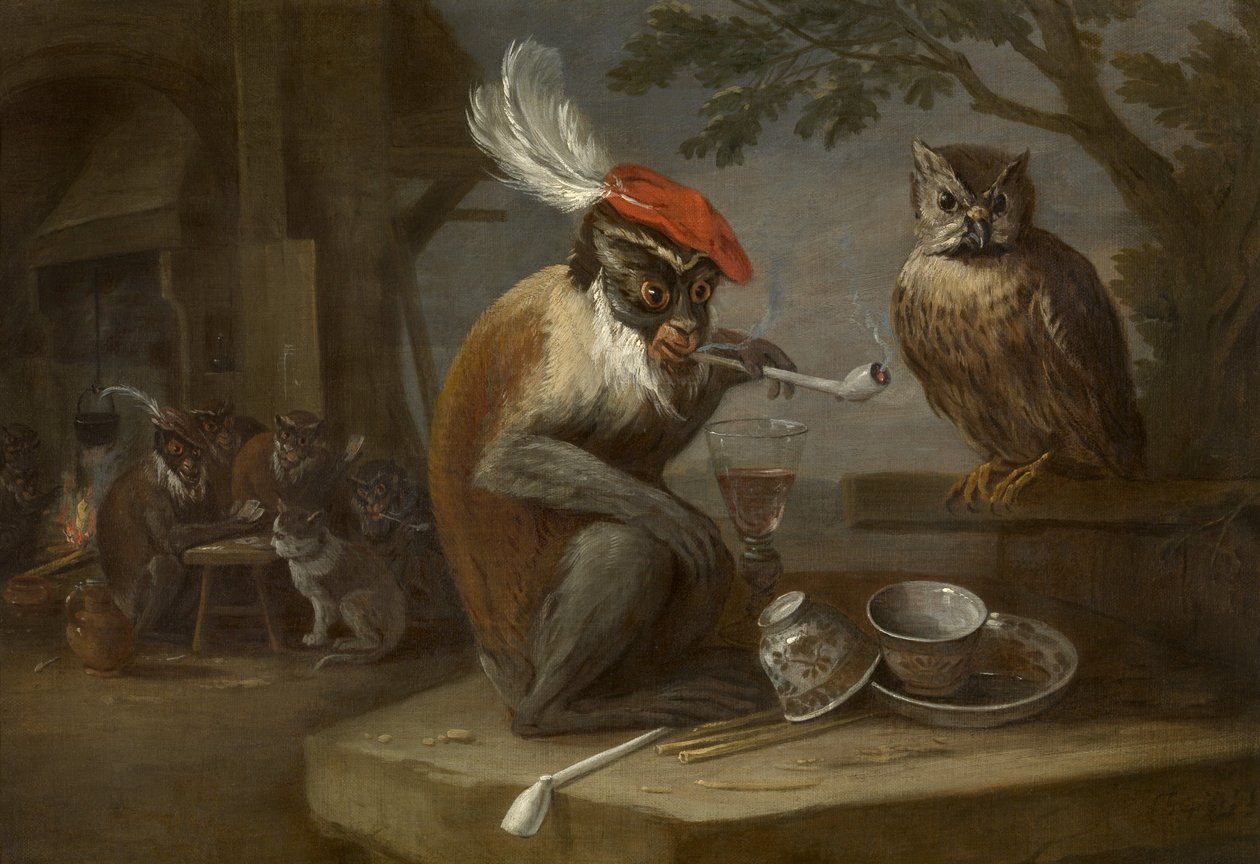 Monkey Trick af David Teniers the Younger