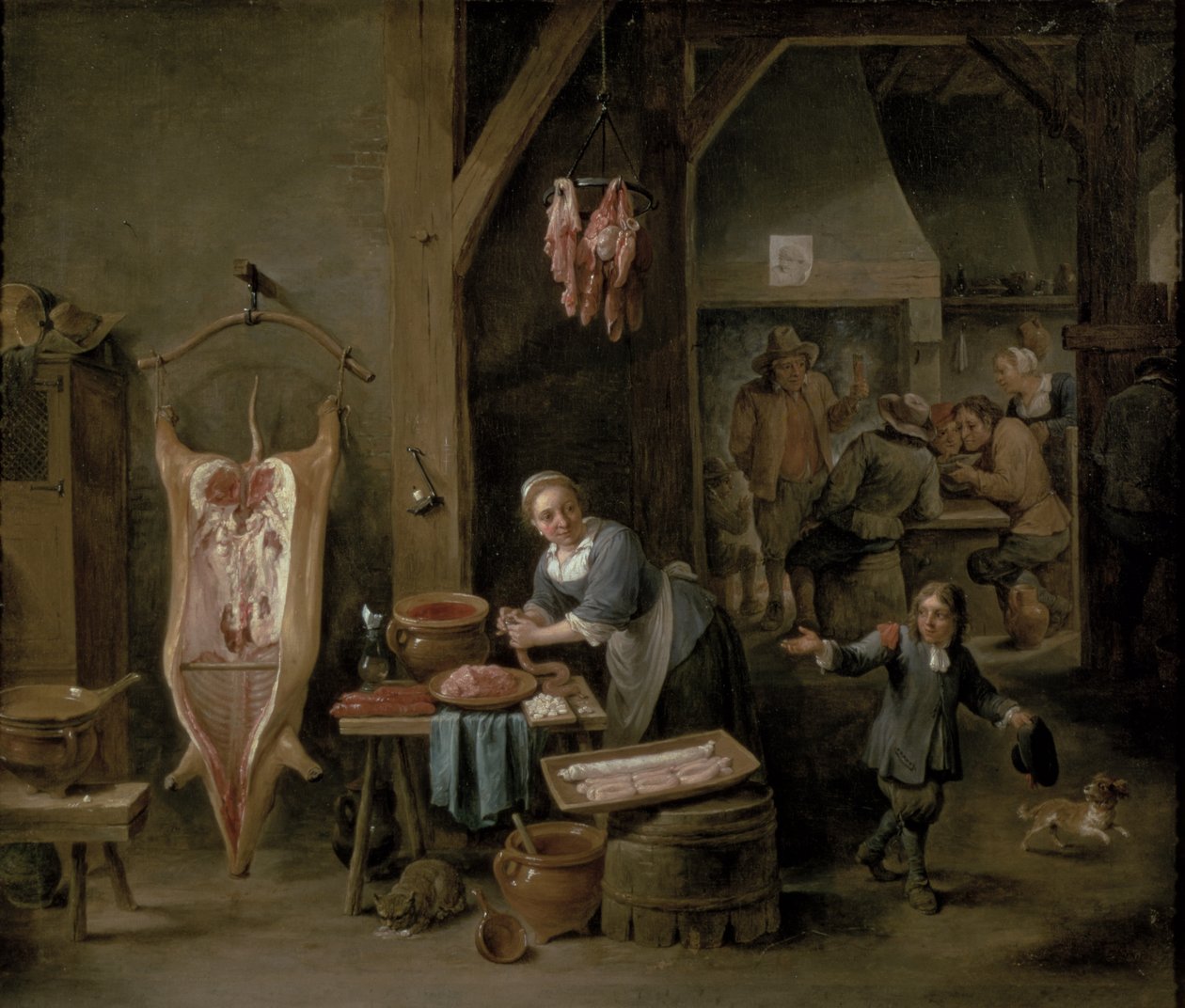Pølsefremstilling, 1651 af David Teniers the Younger