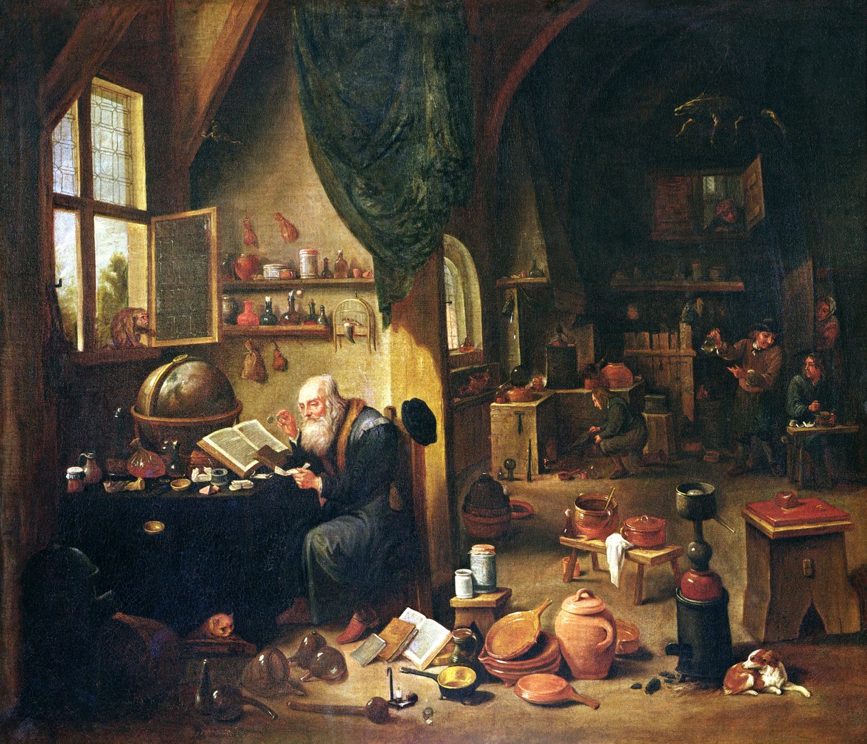 En alkymist i sit værksted af David Teniers the Younger