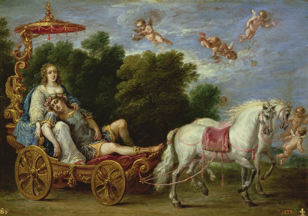 Den sovende Rinaldos bortførelse til den lykkelige ø af David Teniers the Younger