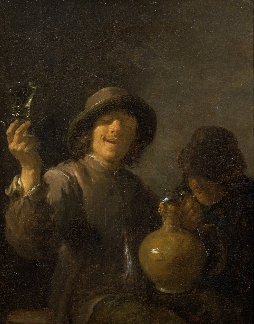 To Boors drikker (panel) af David Teniers the Younger