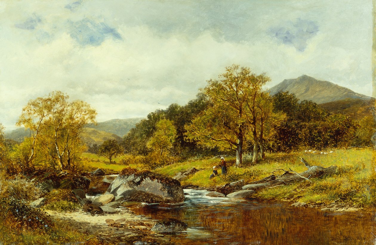 På flodbredden (olie på lærred) af David Bates