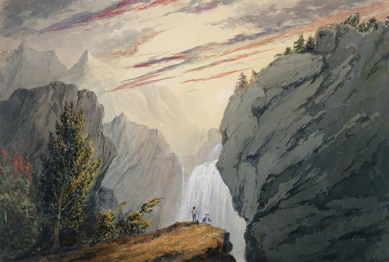 Ved vandfaldet, ca. 1850. af David Claypoole Johnston