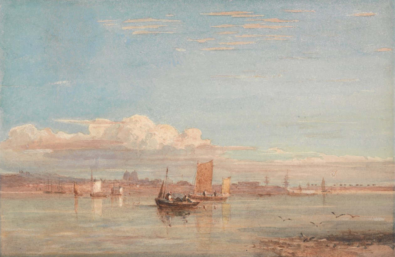Greenwich Hospital fra Woolwich Reach af David Cox