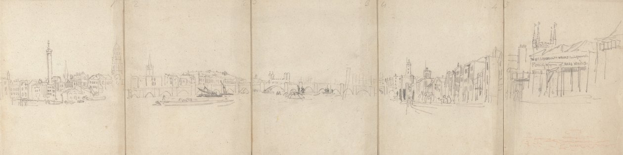 Panorama Old London Bridge af David Cox