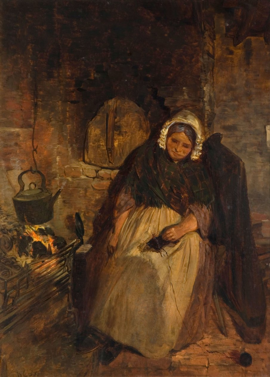 En gammel kvinde i søvn, 1859. af David Cox the elder
