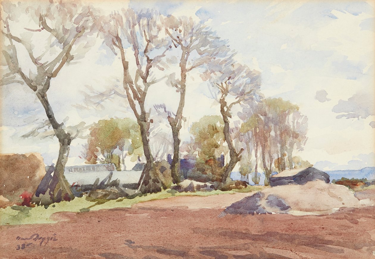Vintertræer (akvarel) af David Foggie