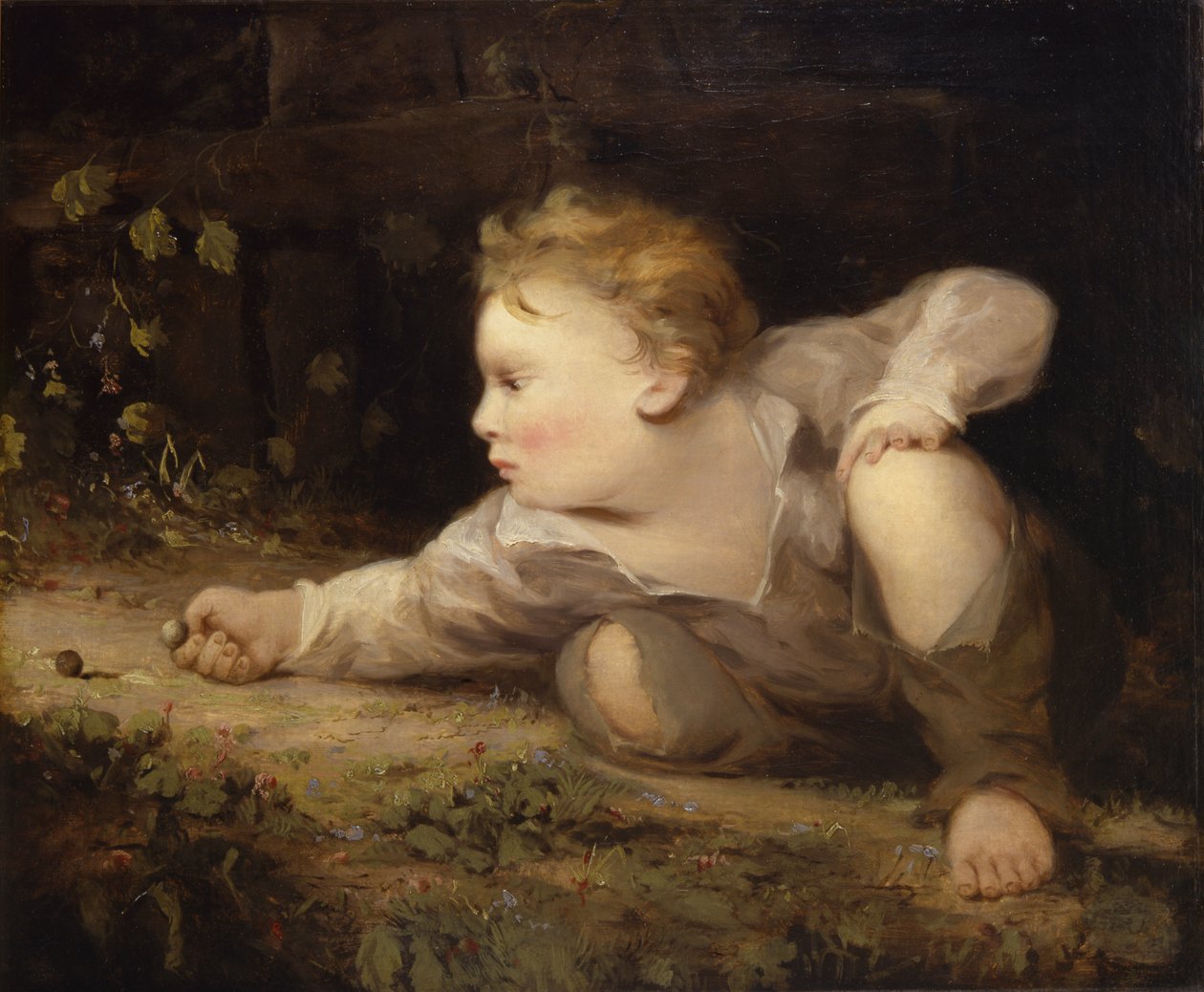 Dreng, der spiller kugler, ca. 1858. af David Gilmour Blythe