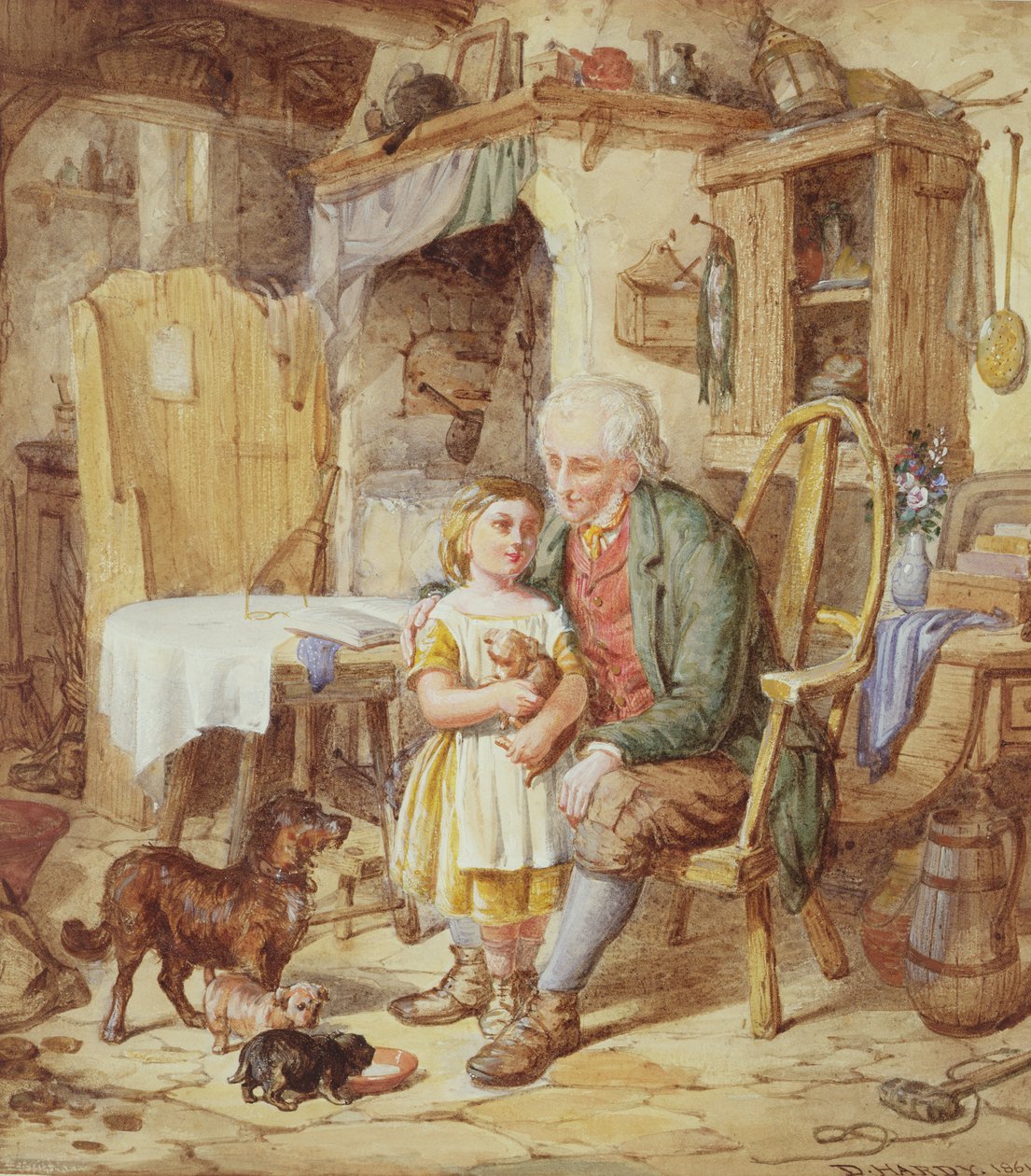 De nye hvalpe, 1861 af David Hardy