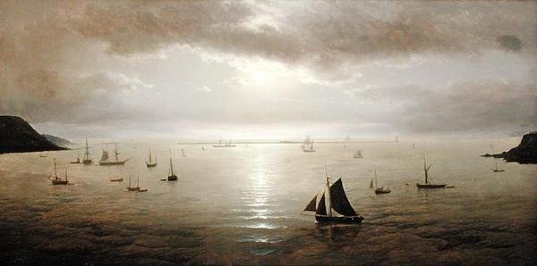 Plymouth Sound af Moonlight (olie på lærred) af David James
