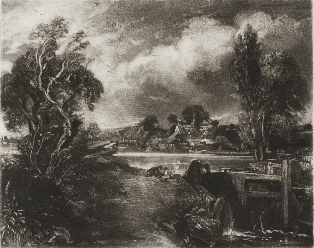 A Lock on the Stour, Suffolk af David Lucas