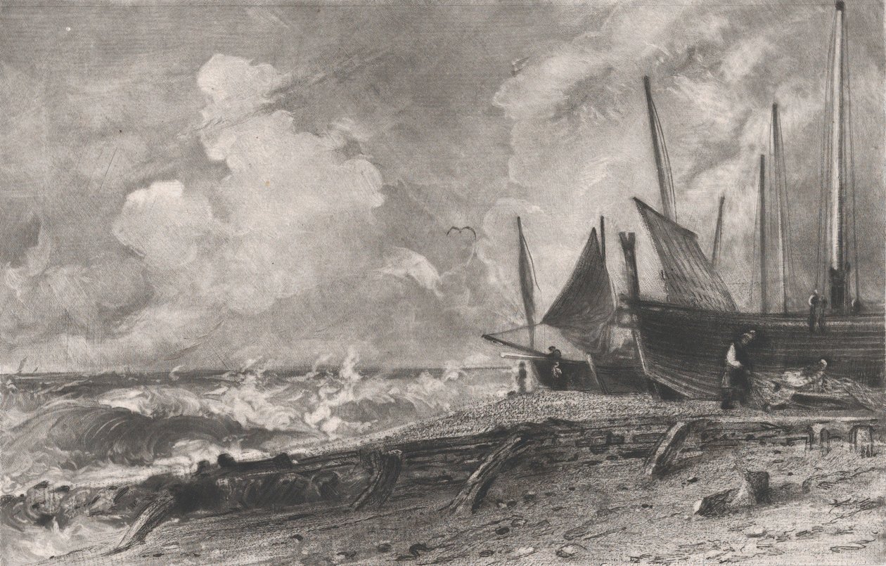 En havstrand, 1830. af David Lucas