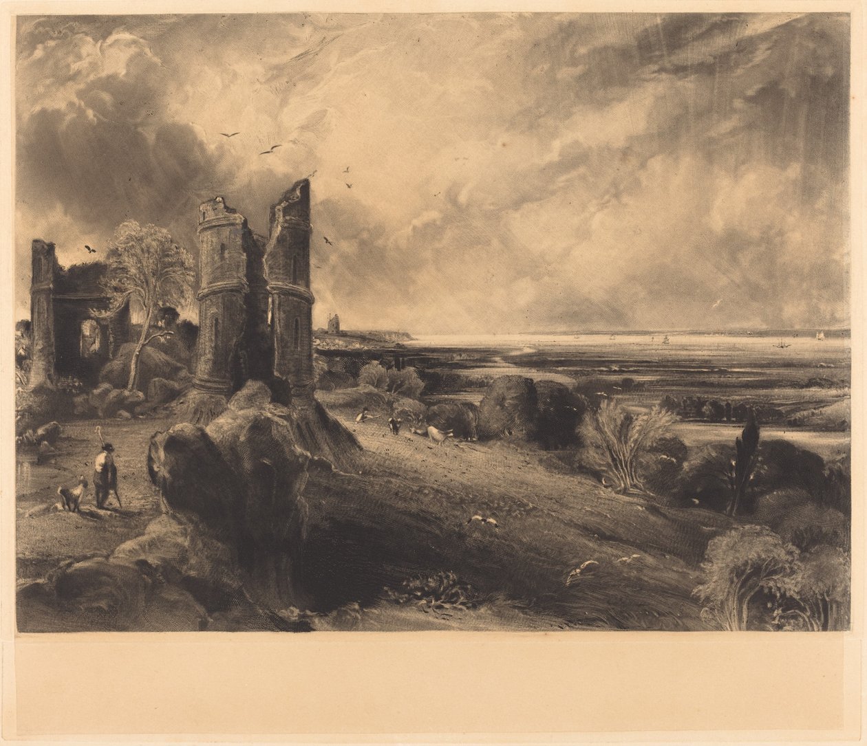 Hadleigh Castle (stor plade) af David Lucas after John Constable