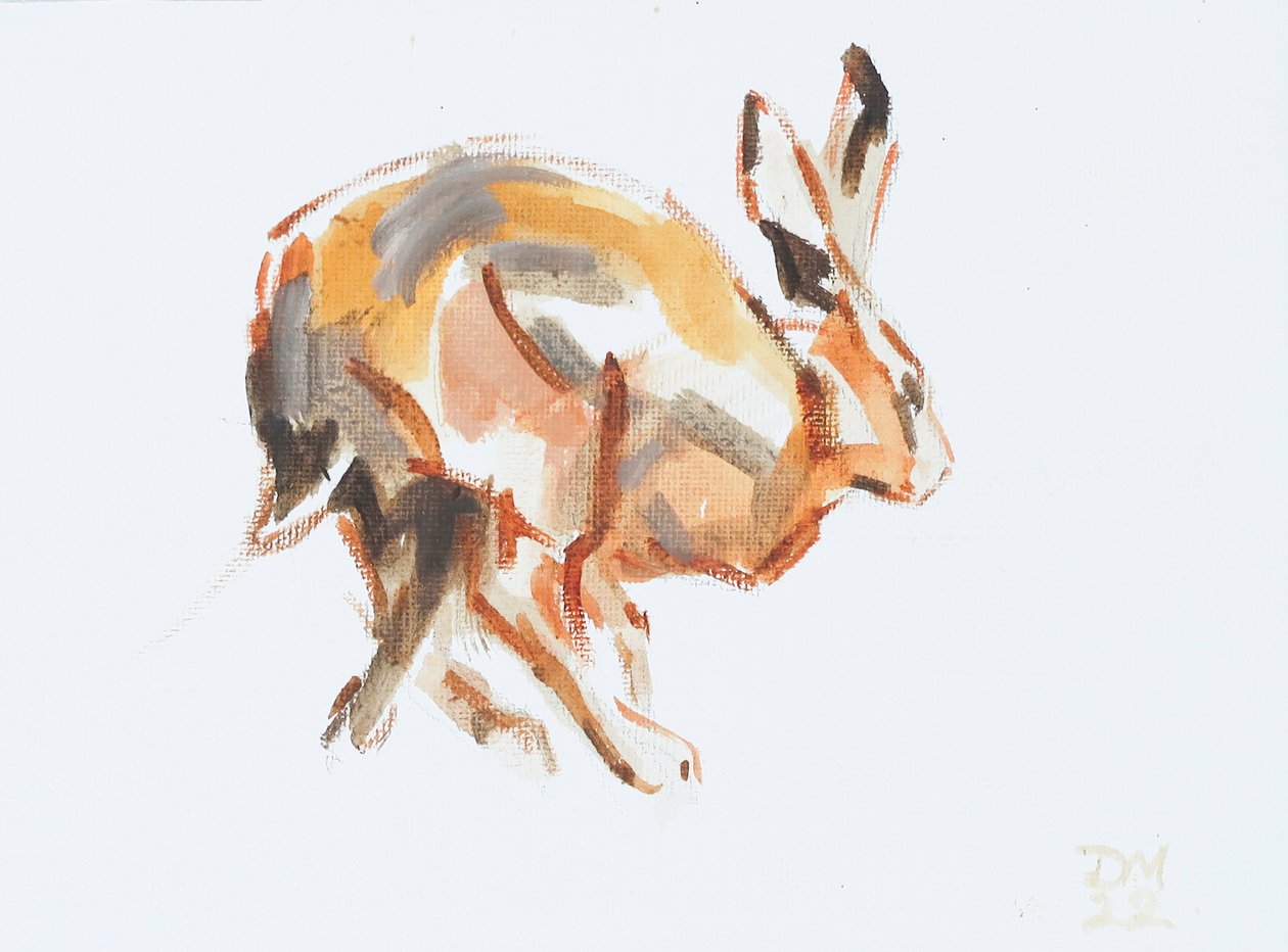 Hare (løbende), 2022 (olie på lærred) af David Mayer