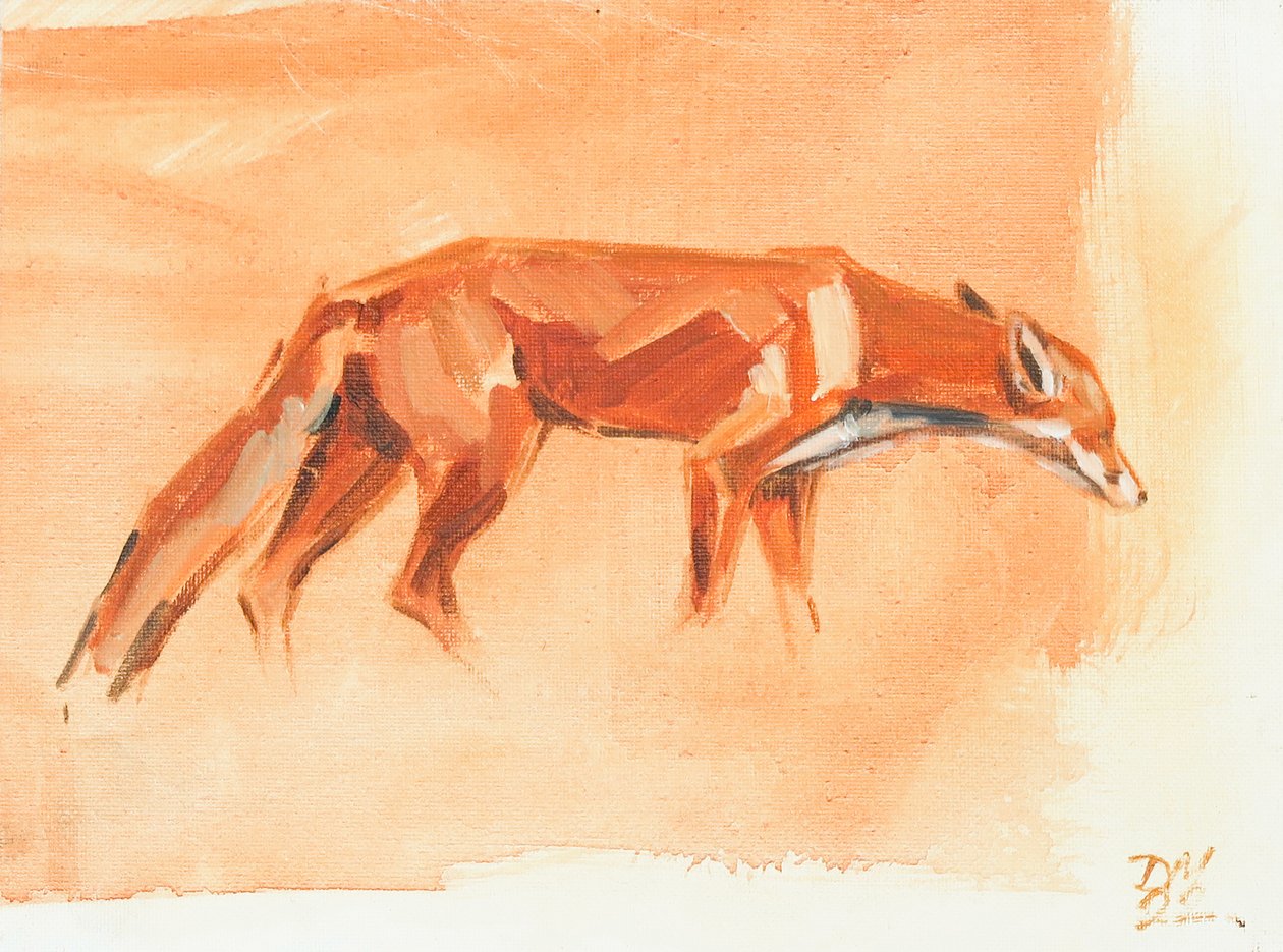 Red Fox, 2022 (olie på lærred) af David Mayer