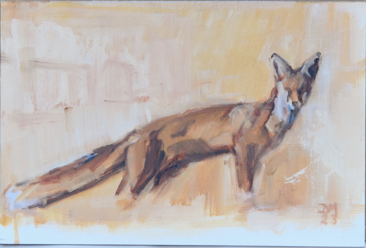 Red Fox, 2022 (olie på lærred) af David Mayer