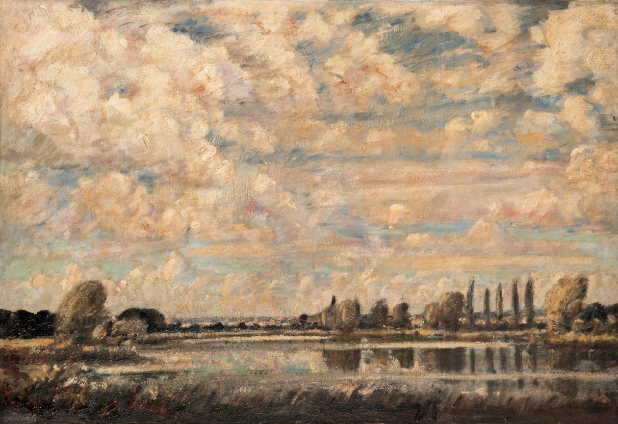 A River Scene (olie på lærred) af David Muirhead