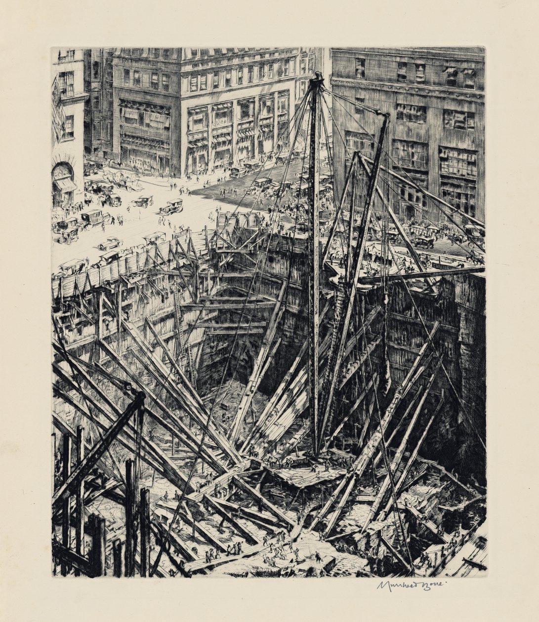 En udgravning på Manhattan af David Muirhead Bone