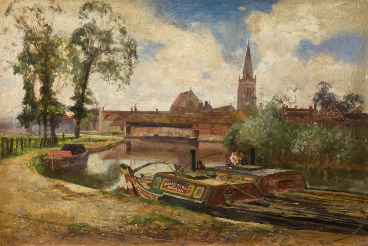 Canal Scene, ca. 1887 (olie på lærred) af David Murray