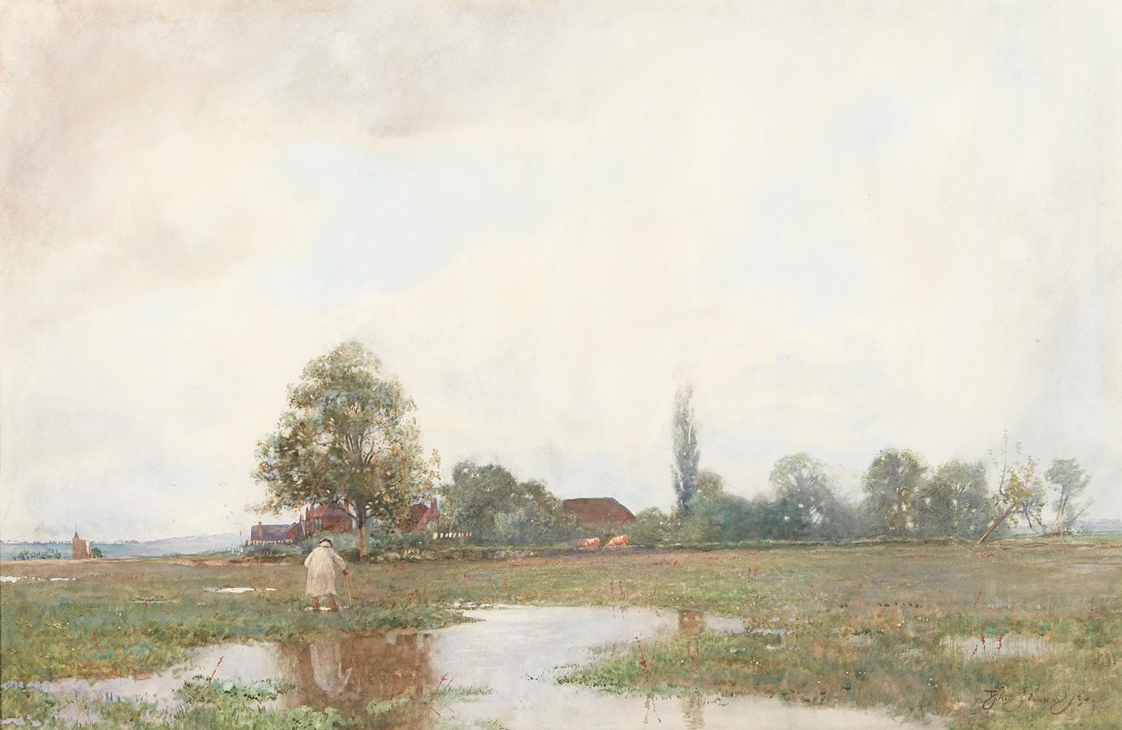 Gennem vandengen (akvarel) af David Murray