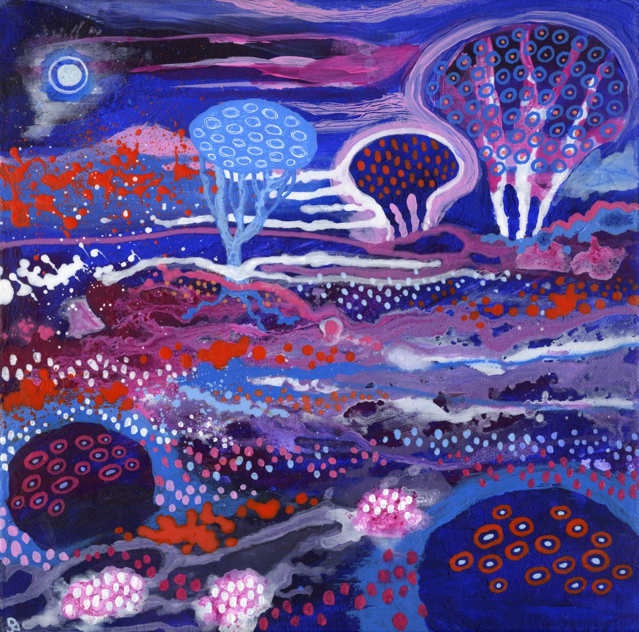 Cosmic Garden, 2017 (akryl på lærred) af David Newton