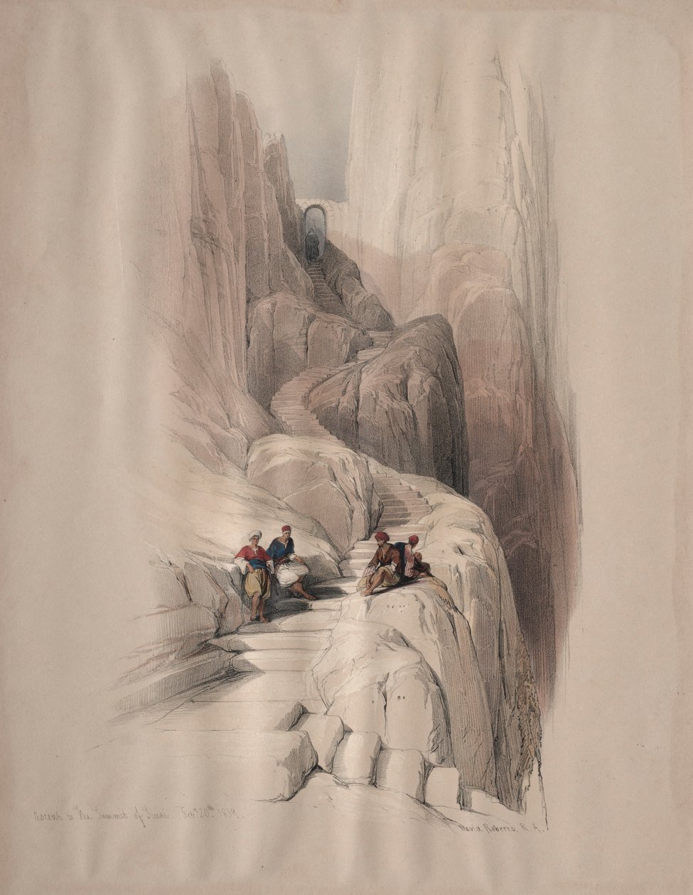 Opstigning til toppen af Sinai, 1839. af David Roberts