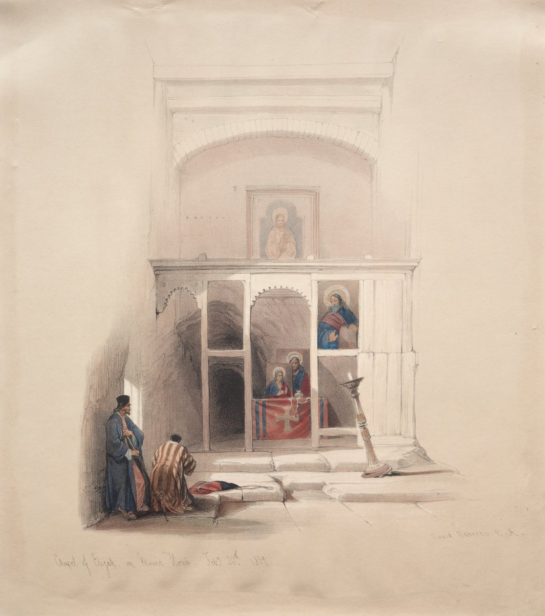 Elias kapel på Horeb-bjerget af David Roberts