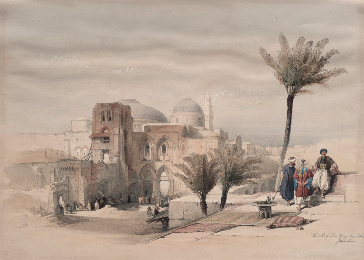 Den Hellige Gravs Kirke, Jerusalem, 1839. af David Roberts
